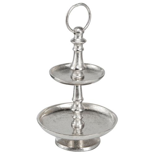 Floristik24 Mini présentoir à gâteaux décoration métal argent décoration de table 2 étages H22cm