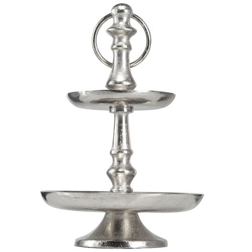 Floristik24 Mini présentoir à gâteaux décoration métal argent décoration de table 2 étages H22cm