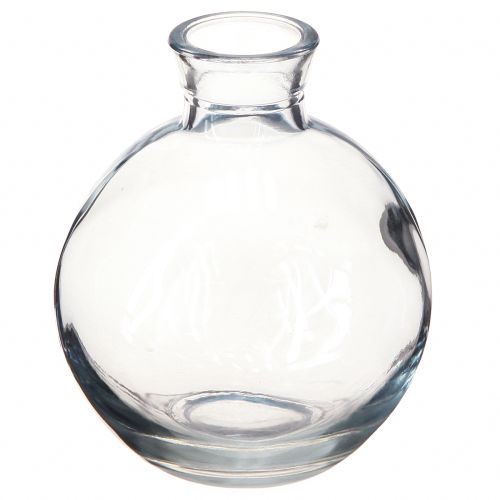 Mini vases en verre bombés teintés bleu Ø7,5cm H9cm 6pcs