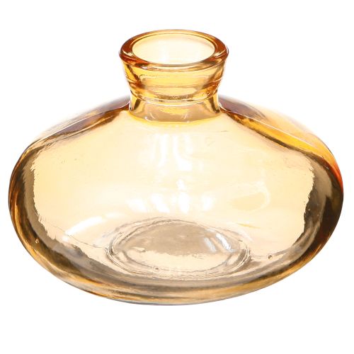 Mini vases en verre bulbeux plats orange Ø9cm 6 pcs