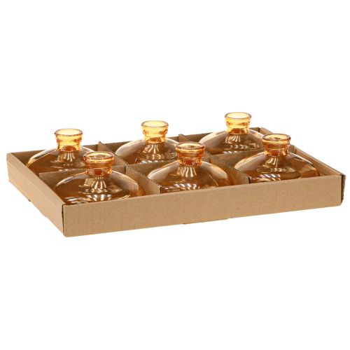 Article Mini vases en verre bulbeux plats orange Ø9cm 6 pcs