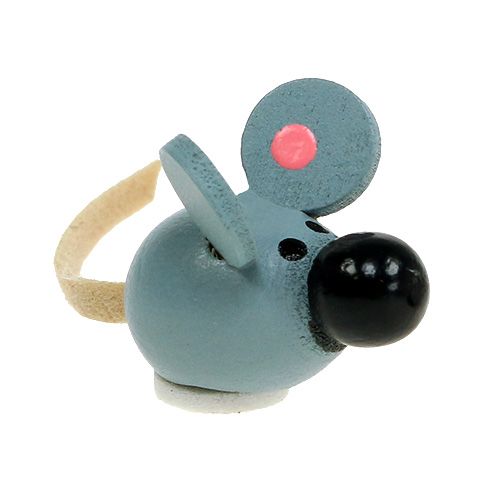 Floristik24 Mini souris en bois blanc gris 2cm 24p