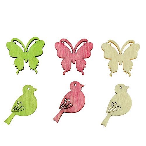 Article Mélange de petites figurines en bois 2cm couleur pastel 144P