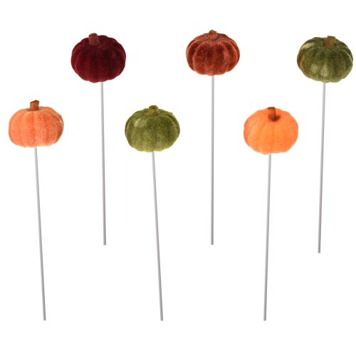 Mini décoration citrouille sur bâton décoration automne 6 couleurs Ø4cm 18 pcs