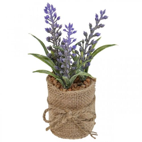 Floristik24 Lavande artificielle Plante de lavande artificielle en sac de jute H15cm