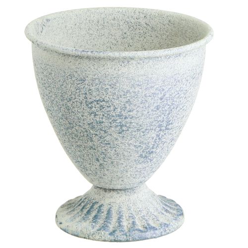 Floristik24 Mini trophée vase calice métal blanc bleu H11.5cm 2pcs