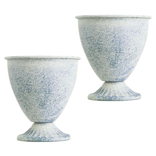 Article Mini trophée vase calice métal blanc bleu H11.5cm 2pcs