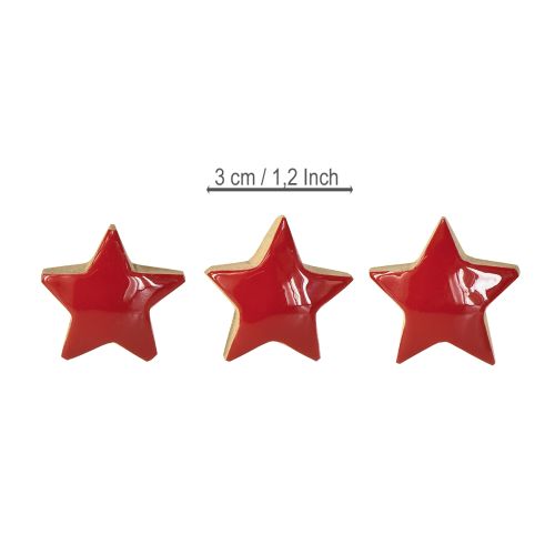 Article Mini étoiles en bois de manguier rouge, décoration à disperser, étoiles en bois Ø 3 cm, 9 pièces