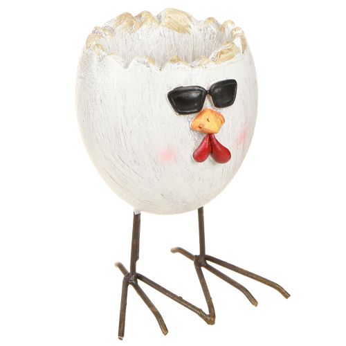 Floristik24 Mini jardinière oeuf poule avec lunettes de soleil et pieds H12,5cm 2 pcs