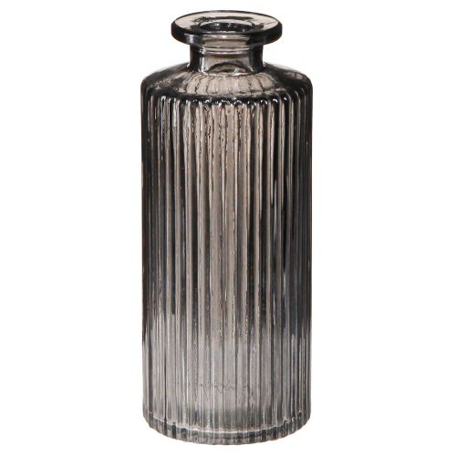 Floristik24 Mini vases vases en verre décor rainures gris Ø5cm H13cm 6 pcs