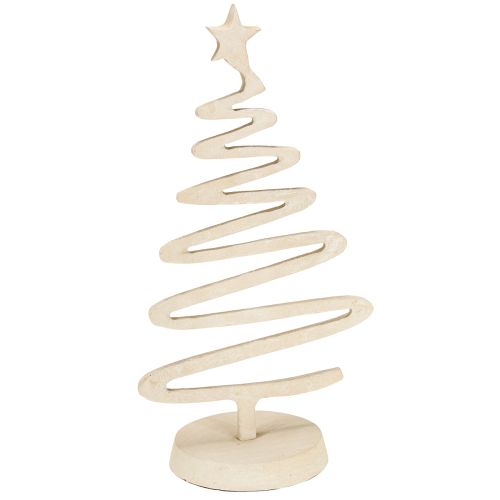 Mini sapin de Noël décoratif en métal aspect argile beige H30cm