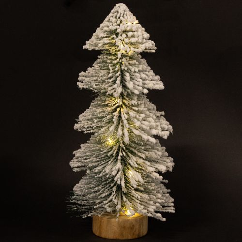 Article Mini sapin de Noël illuminé LED avec neige 28cm