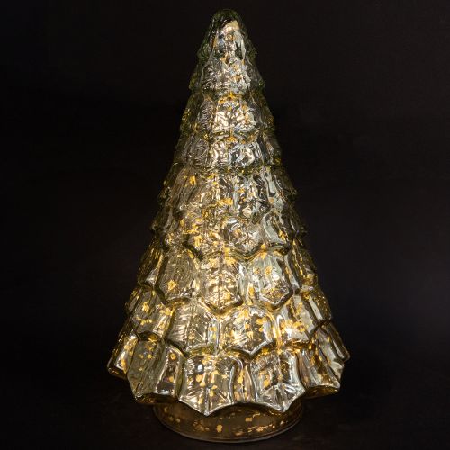 Article Mini sapin de Noël avec éclairage LED vert doré 28cm
