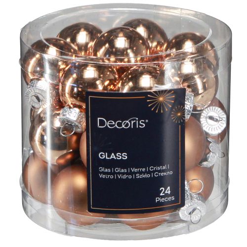 Article Mini boules de sapin de Noël en verre doré Ø2,5cm 22 pcs