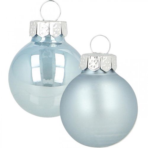 Article Mini boule de Noël en verre bleu brillant/mat Ø2.5cm 24p