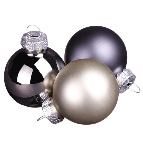 Floristik24 Mini boules de Noël boules en verre anthracite Ø3cm 22 pcs