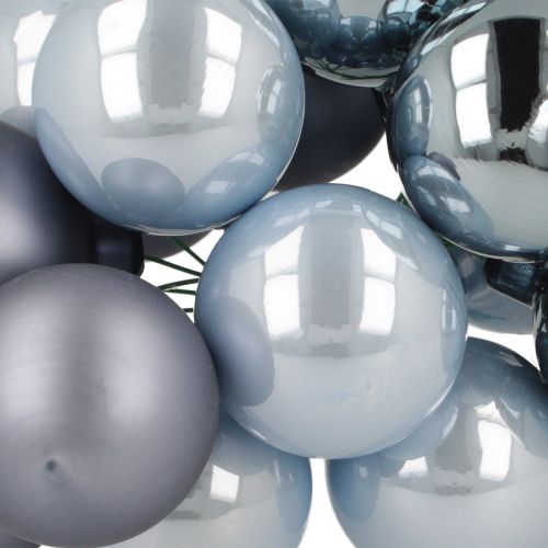 Article Mini boules de Noël en verre bleu mat métallisé 40 mm 32 pièces
