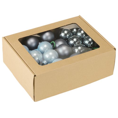 Article Mini boules de Noël en verre bleu mat métallisé 40 mm 32 pièces