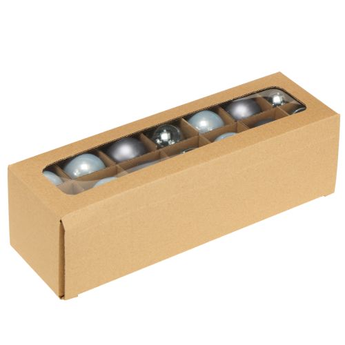 Article Mini boules de Noël en verre bleu mat métallisé Ø4cm 24 pcs