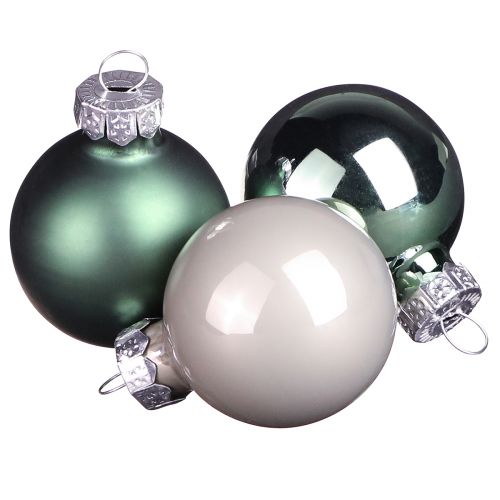 Mini boules de Noël verre vert nacre gris Ø3cm 22 pcs acheter | Floristik24.be