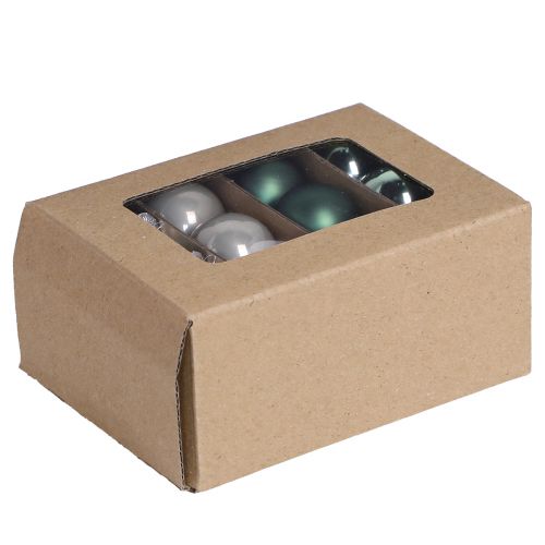 Mini boules de Noël verre vert nacre gris Ø3cm 22 pcs | Floristik24.be