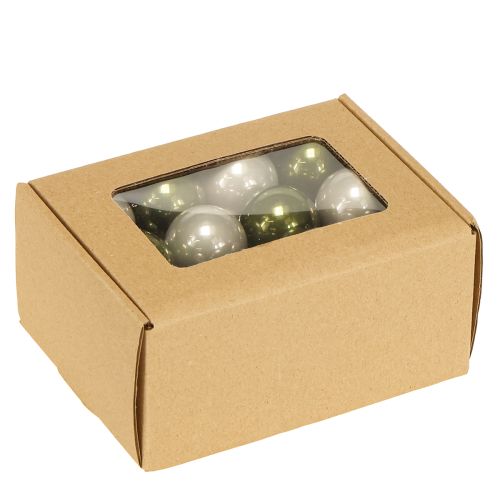 Article Mini boules de Noël en verre vert argent gris Ø3cm 22pcs