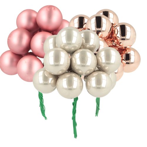Floristik24 Mini boules de Noël en verre rose crème Ø25mm 140 pcs