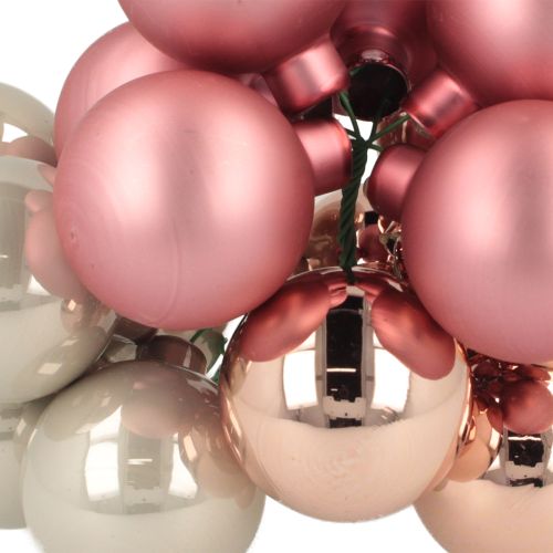 Article Mini boules de Noël en verre rose gris fil Ø40mm 32 pcs
