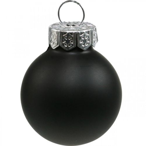 Article Mini boules de Noël verre noir brillant/mat Ø2.5cm 24p
