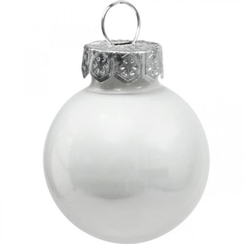 Article Mini boules de Noël verre blanc brillant/mat Ø2,5cm 24 pcs