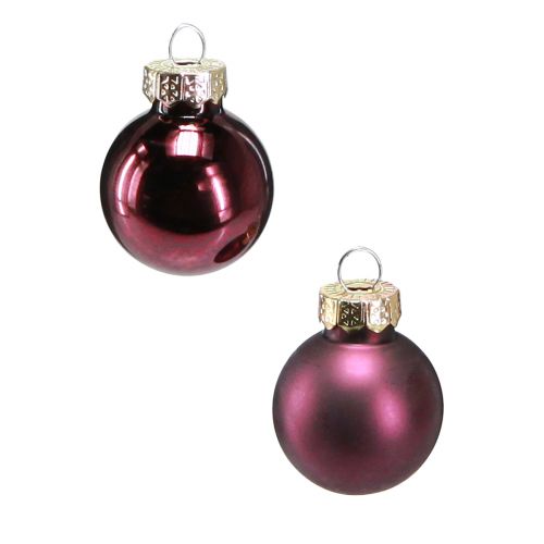 Mini boules de Noël en verre Ø2,5cm mauve 22 pcs