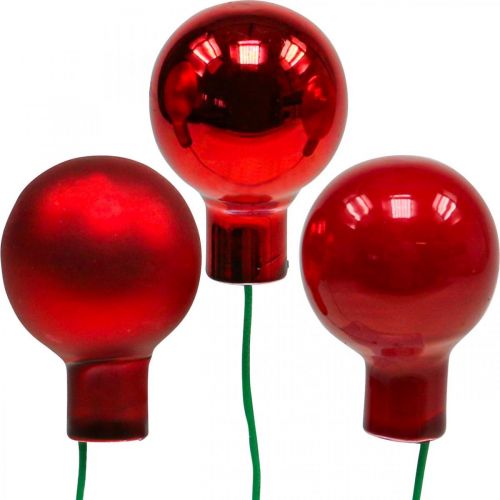 Article Mini boules de Noël rouge miroir baies 20mm ruby mix 140pcs