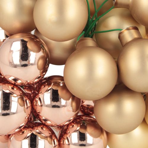 Article Mini boules de Noël sur fil verre rosé doré Ø25mm 140 pcs