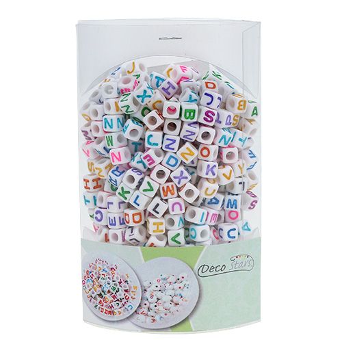 Floristik24 Mini dés colorés avec lettres 7 mm 90 gr