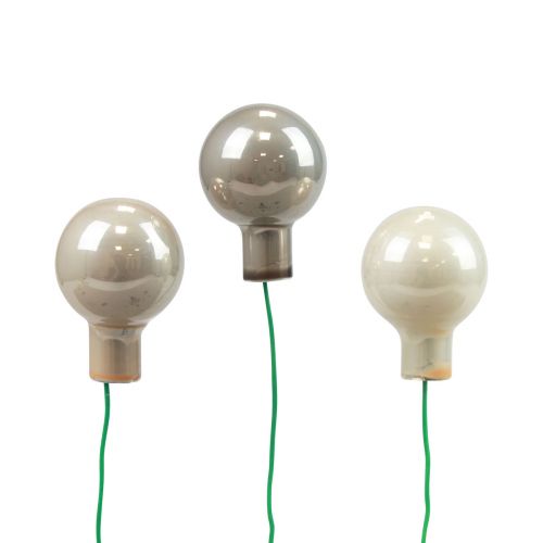 Article Mini boules de Noël sur fil de verre gris crème Ø2cm 140 pcs