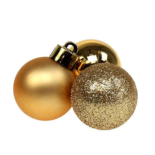 Floristik24 Mini boule de Noël dorée Ø3cm 14pcs