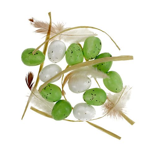 Floristik24 Mini oeuf vert-blanc 2.5cm 48pcs