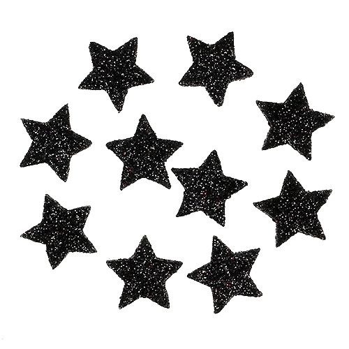 Floristik24 Mini étoile pailletée noire 2,5 cm 96 pièces