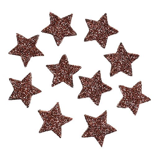 Floristik24 Mini étoile à paillettes pour étendre marron 2,5cm 48pcs