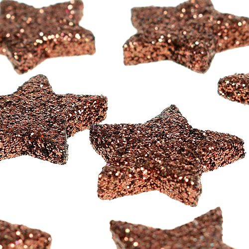 Floristik24 Mini étoile pailletée à saupoudrer marron 2,5 cm 48 pcs