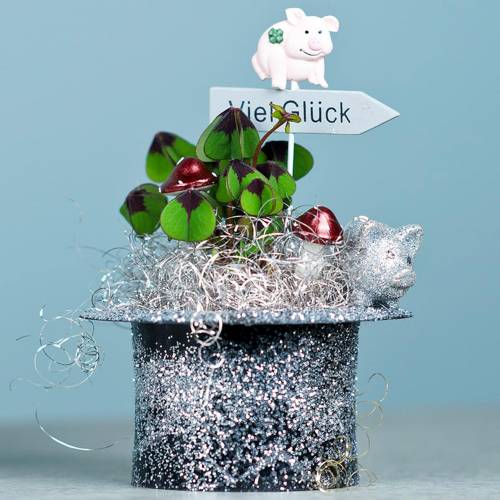 Floristik24 Mini cochons porte-bonheur avec mica argent 3cm 24pcs