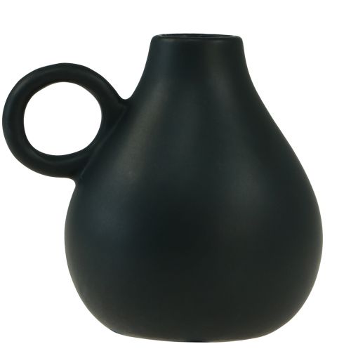 Article Mini vase en céramique anse noire décoration céramique H8,5cm