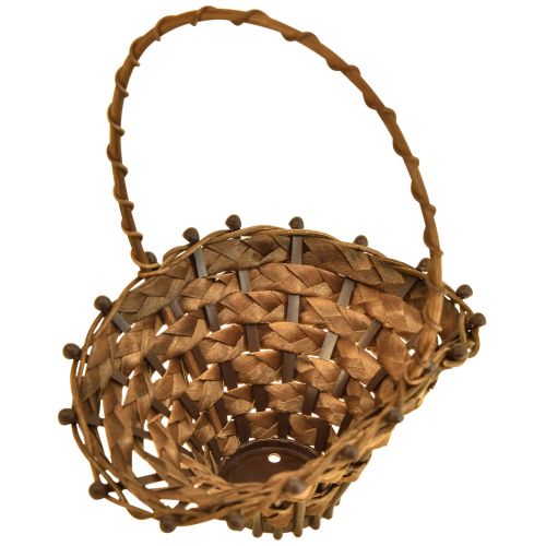 Article Mini panier à anses en osier marron 15 × 11 cm, lot de 3