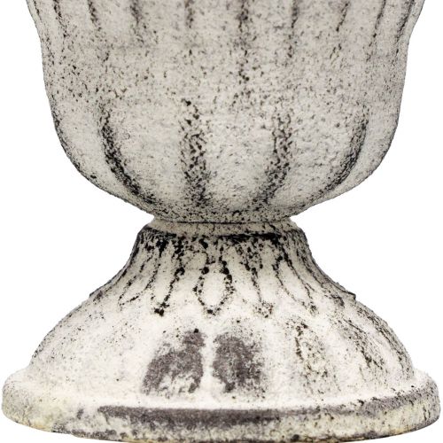 Floristik24 Mini Coupe Vase Métal Calice Blanc Gris Antique Ø8cm H8cm