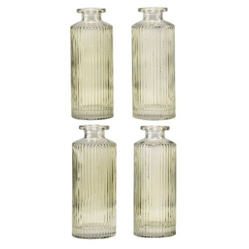 Article Mini vases en verre avec rainures vase à fleurs rétro vert Ø5cm 4pcs