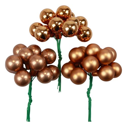 Mini boules de Noël sur fil de verre orange Ø2cm 140 pcs