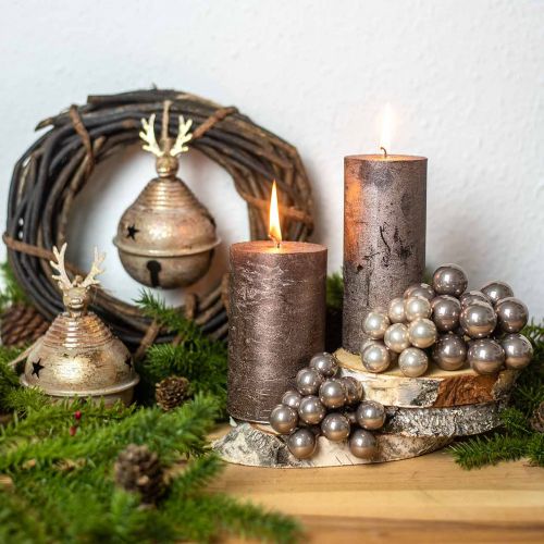 Floristik24 Mini boule de Noël crème, verre baies miroir gris Ø20mm 140p