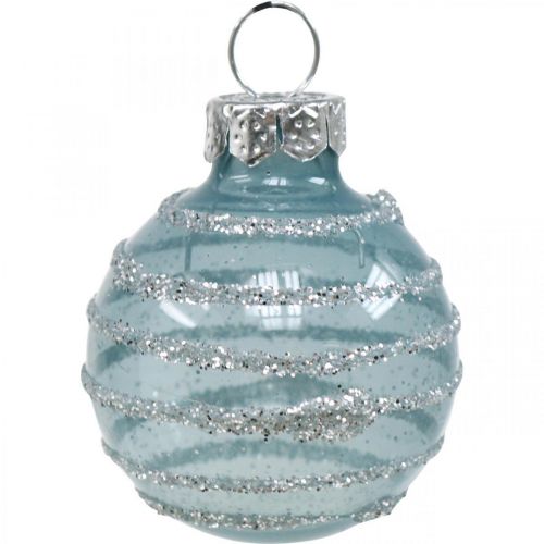 Article Mini boules de Noël bleues en verre véritable Ø3cm 9pcs