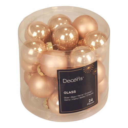 Article Mini boules de Noël verre abricot brillant/mat Ø2,5cm 20 pcs