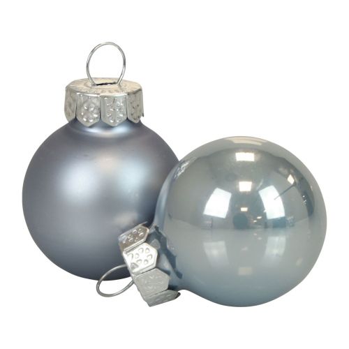 Floristik24 Mini boules de Noël verre bleu mat/brillant Ø2,5cm 20 pcs